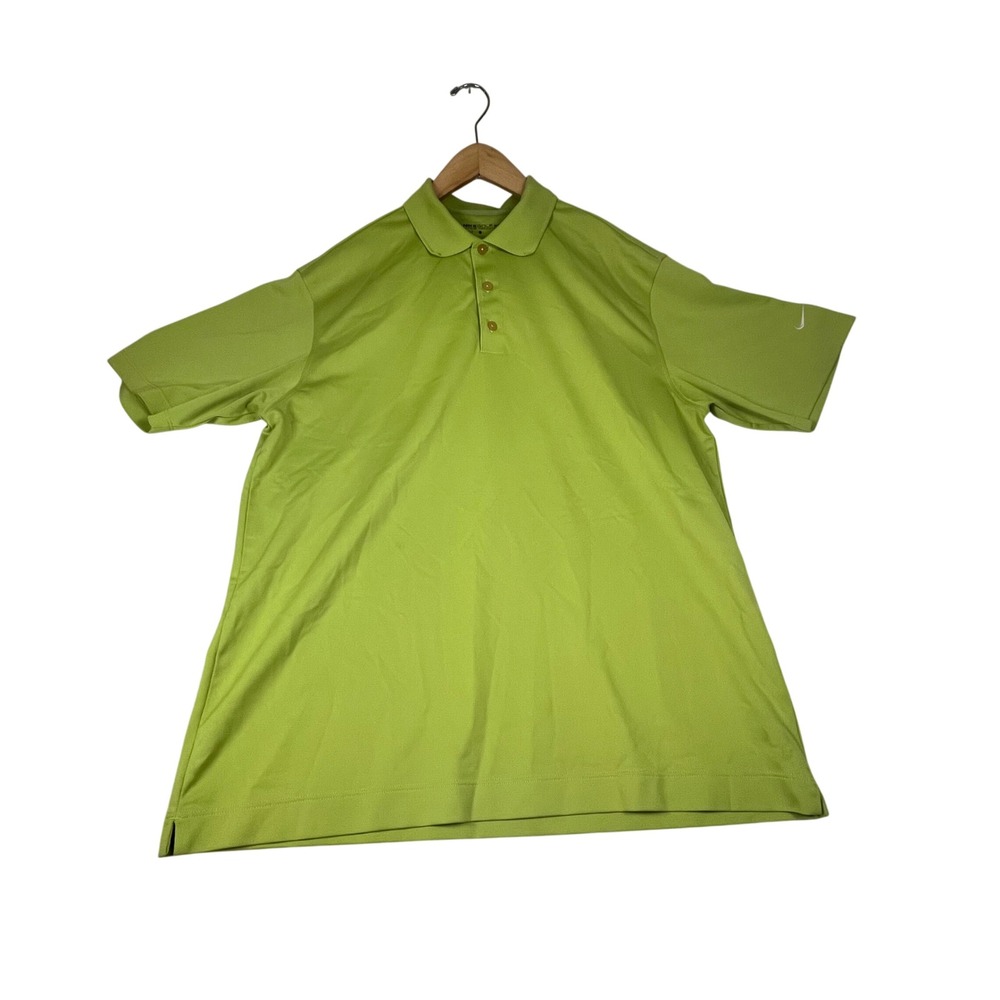 Nike Golf Dri-FIT Polo Shirt Mens Large Lime Green Short Sleeve 3-Button Placket